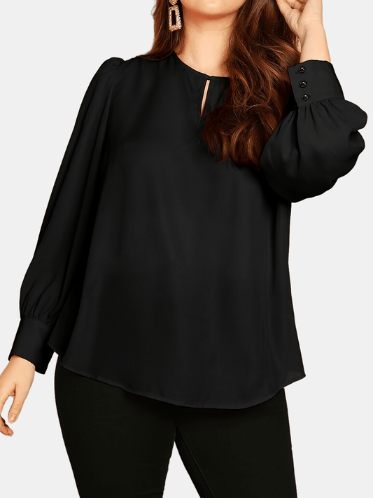  Lantern Sleeve Blouse Women's Casual Solid Blouse