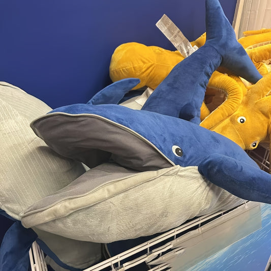 37in Large Whale Plush Doll Colored Marine Themed Decorative Pillow & Toy