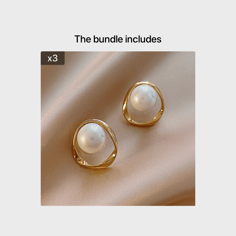 Irregular Geometric Faux Pearl Earrings 18K Plated Jewelry Women