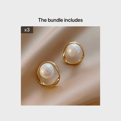 Irregular Geometric Faux Pearl Earrings 18K Plated Jewelry Women