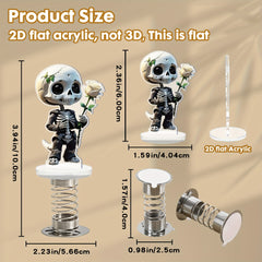 Acrylic Skull & Rose Car Bobblehead Ornament