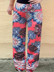 Women's Plus Colorblock Geometric Print Wide Leg Pants