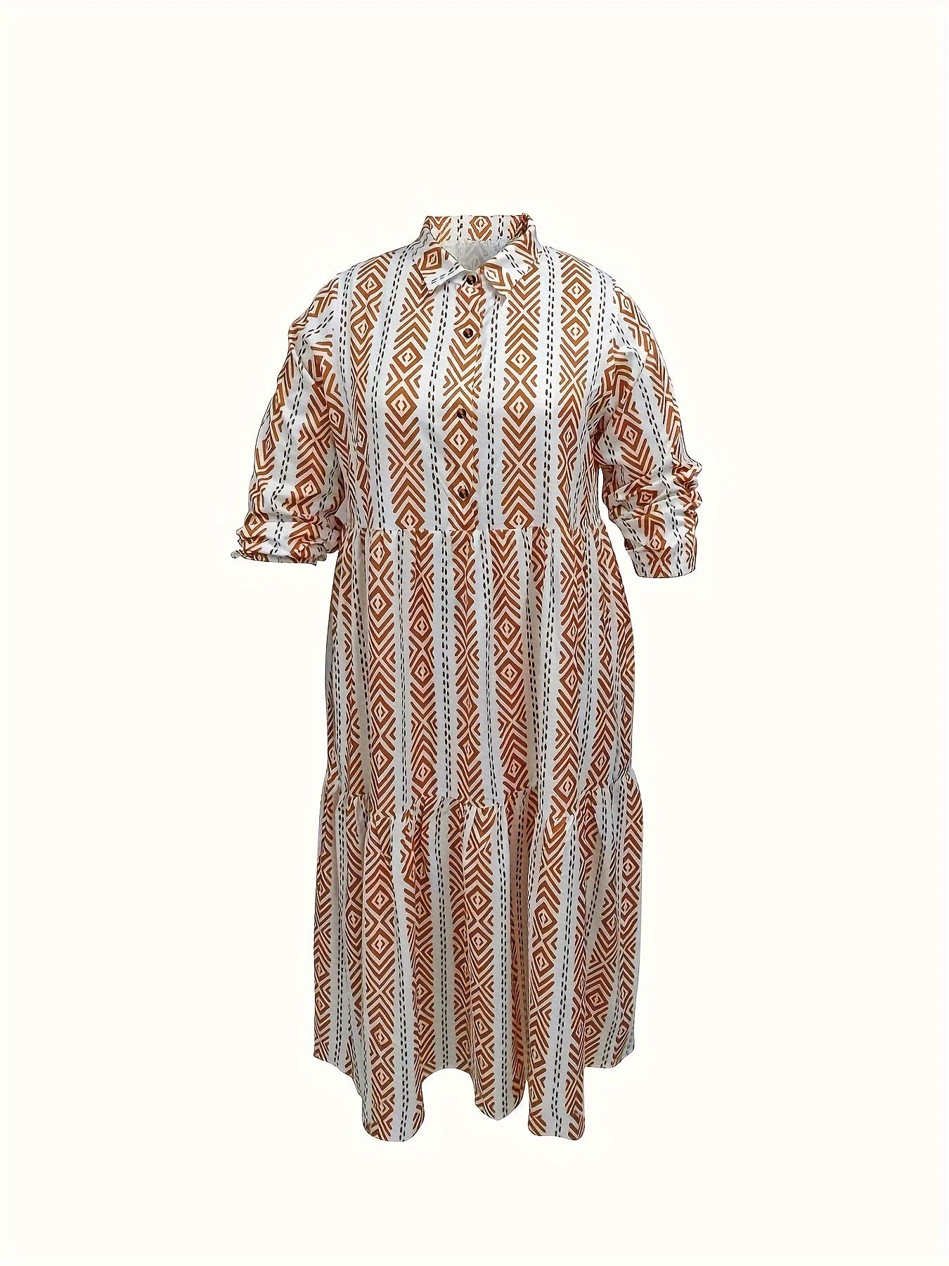  Geometric Print Smock Shirt Dress