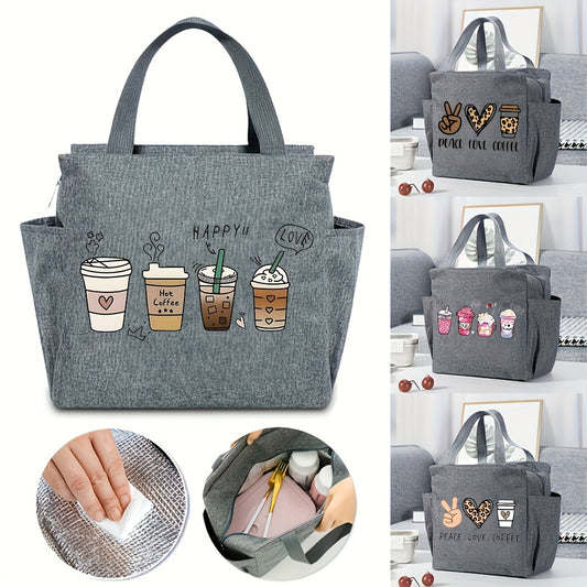 Large Insulated Tote Bag for Women's Work & School, Gray