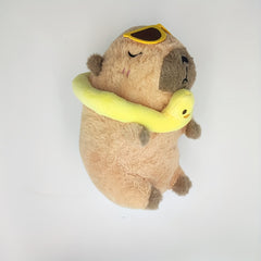 Capybara Plush Toy with Swim Ring & Glasses - Summer Fun Gift