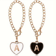2pcs Initial Letter Cup Handle Charms Heart Shape Identification Pendants