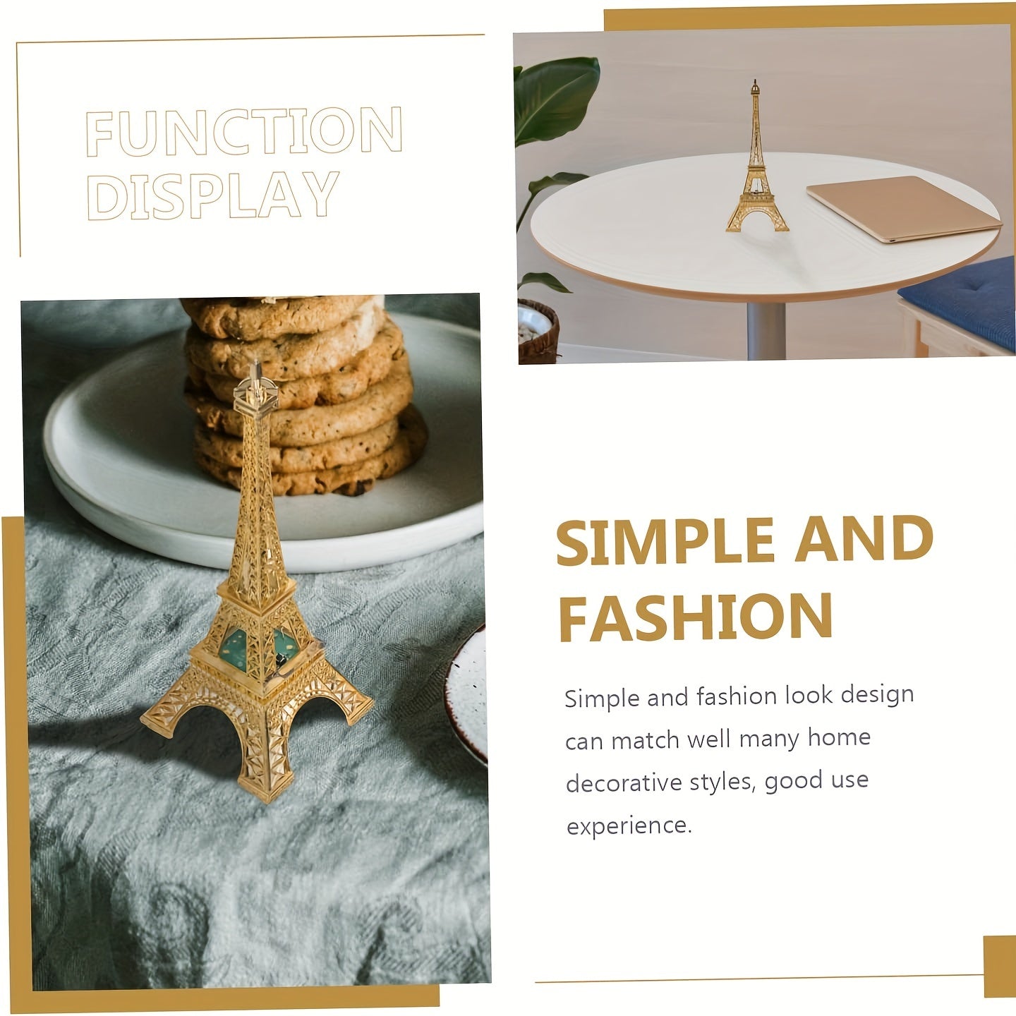Golden Paris Eiffel Tower Model Window Decoration Photo Props