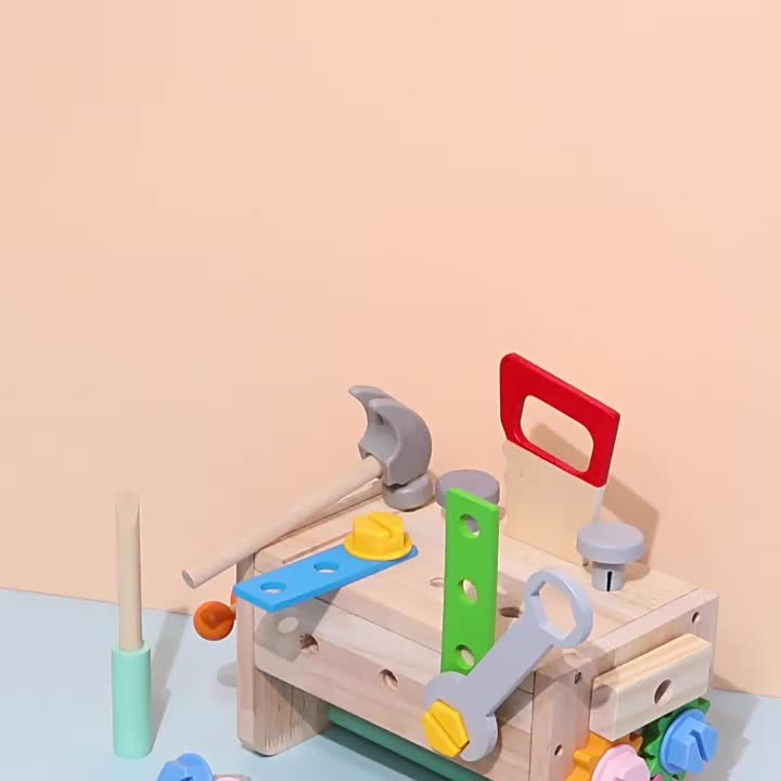 Portable Tool Box for Kids with Building Blocks Toy