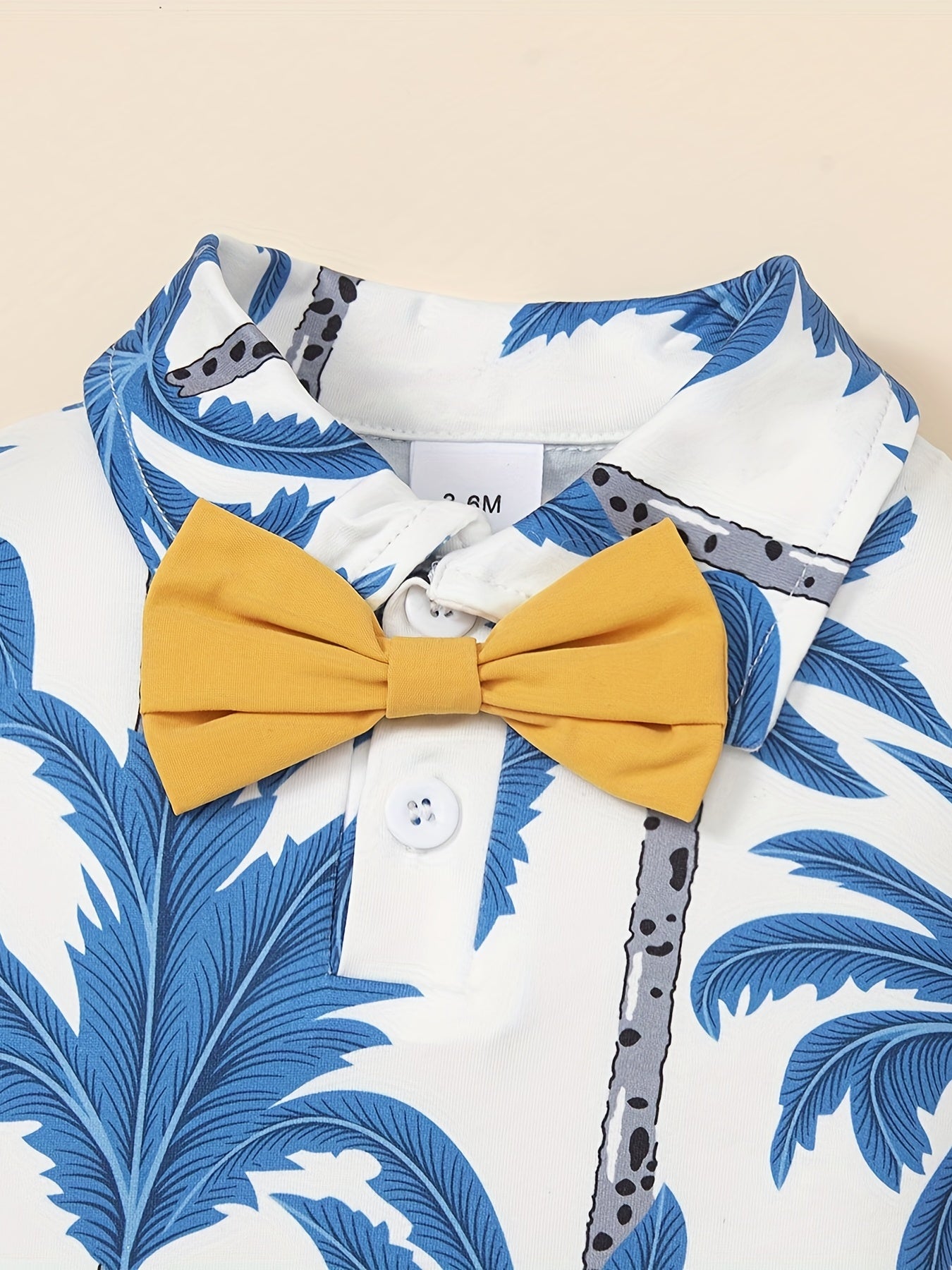 2pcs Baby Boys Coconut Tree Onesie & Suspender Shorts Set
