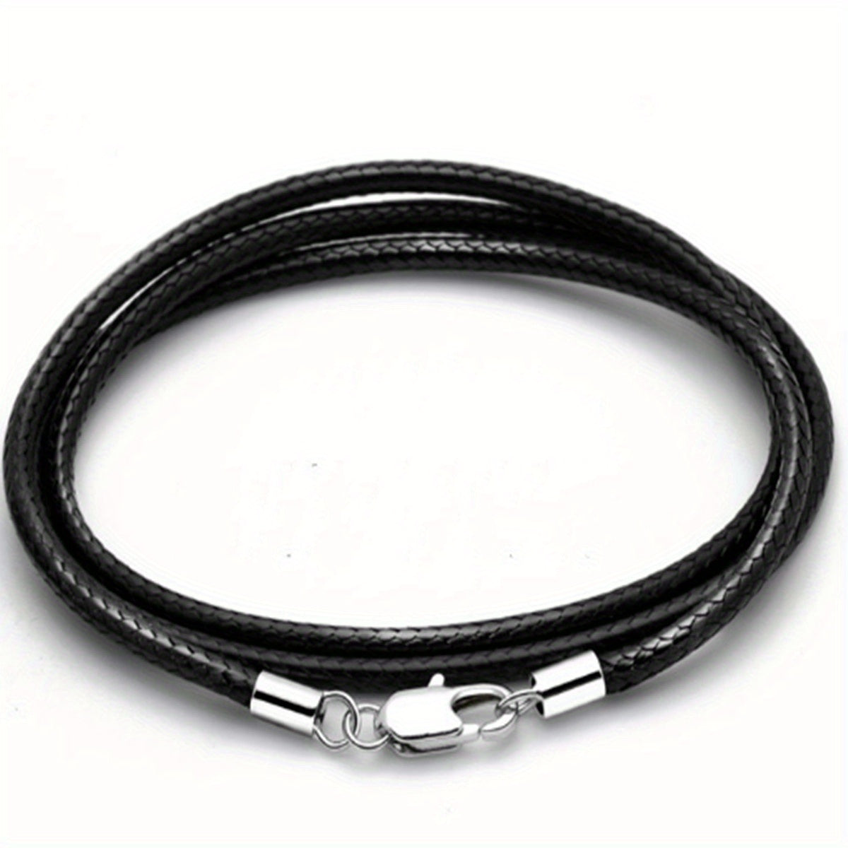 Men 3mm Wax Cord Choker Necklace Stainless Steel Clasp 16
