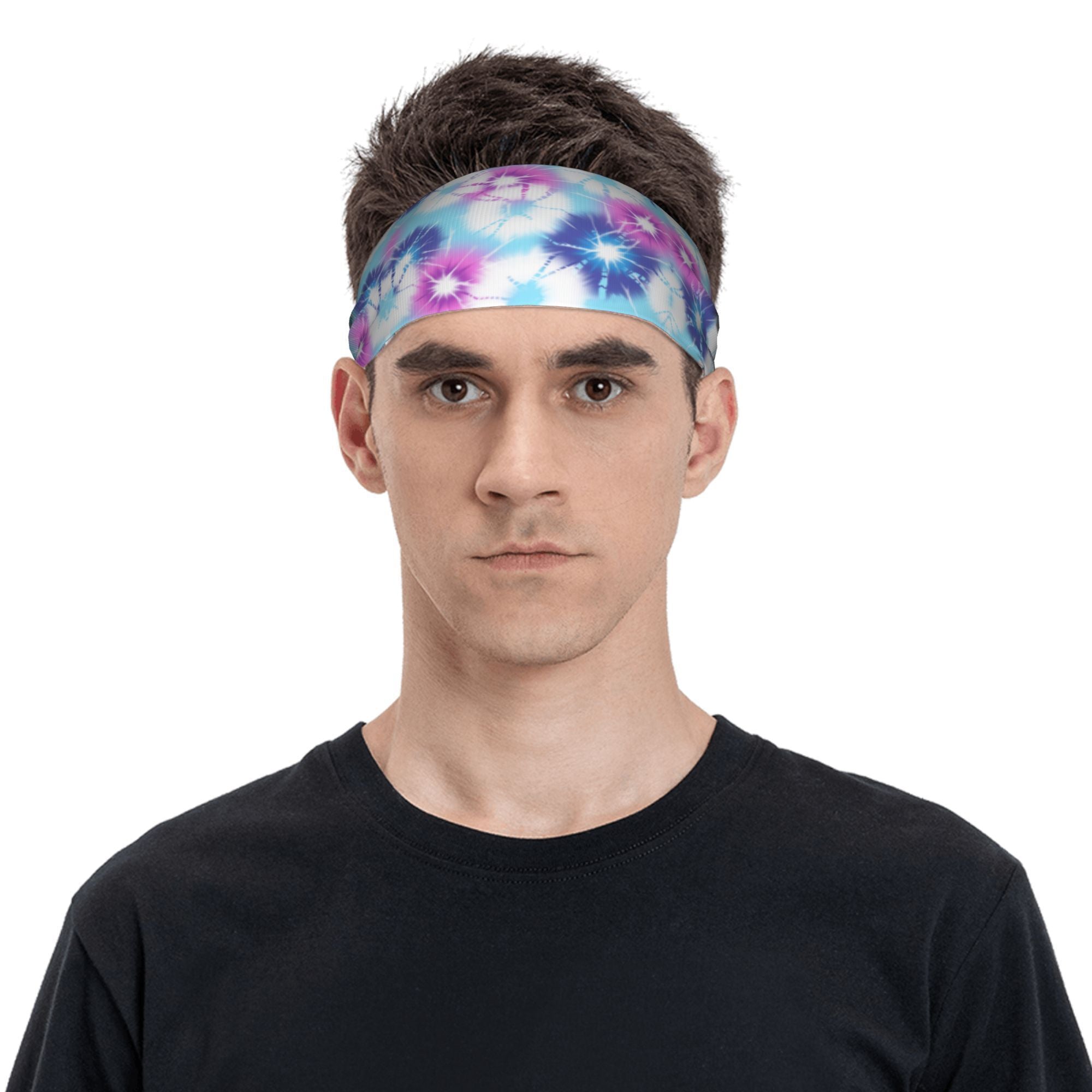 Tie Dye Headband Pink Sparkling Patterns Sports Casual Wear