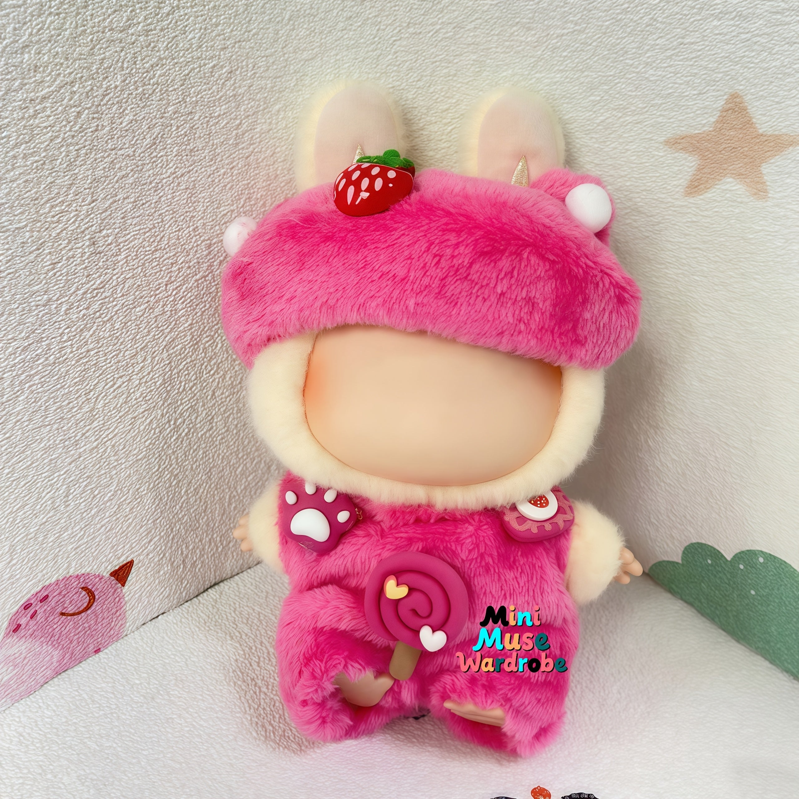 Doll Costume Strawberry Headpiece Clothes LABUBU Birthday Holiday No Dolls