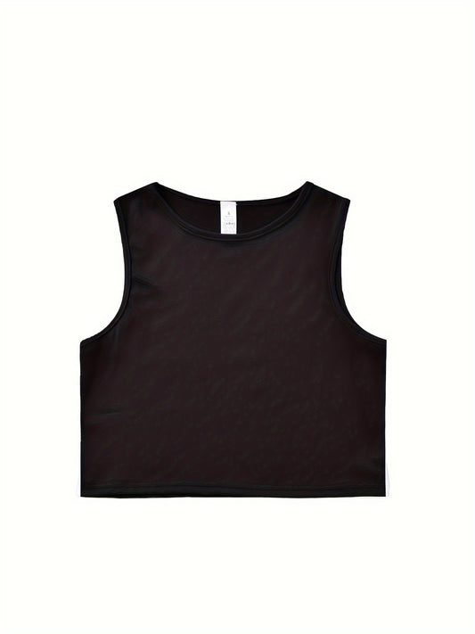 2pcs Solid Tank Tops Crew Neck Sleeveless Top Women's Lingerie