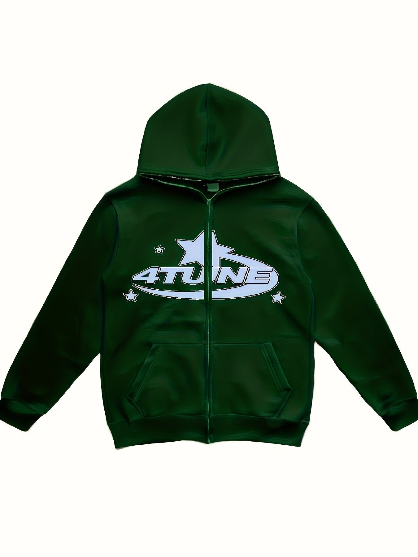 Y2K Letter & Star Print Sweatshirt Zip Up Hoodie