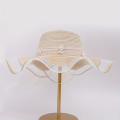 Polyester Sunscreen Mesh Hat Summer Unisex Hat Straw Hat Large Brim Sun Hat