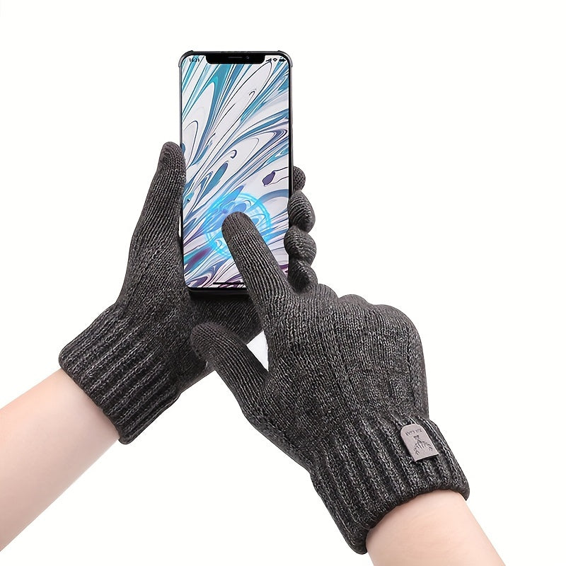 Men's Winter Touch Screen Gloves Thickened Warm Knitted Coldproof Windproof Glov