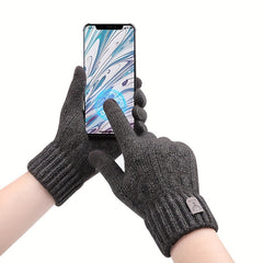 Men's Winter Touch Screen Gloves Thickened Warm Knitted Coldproof Windproof Glov