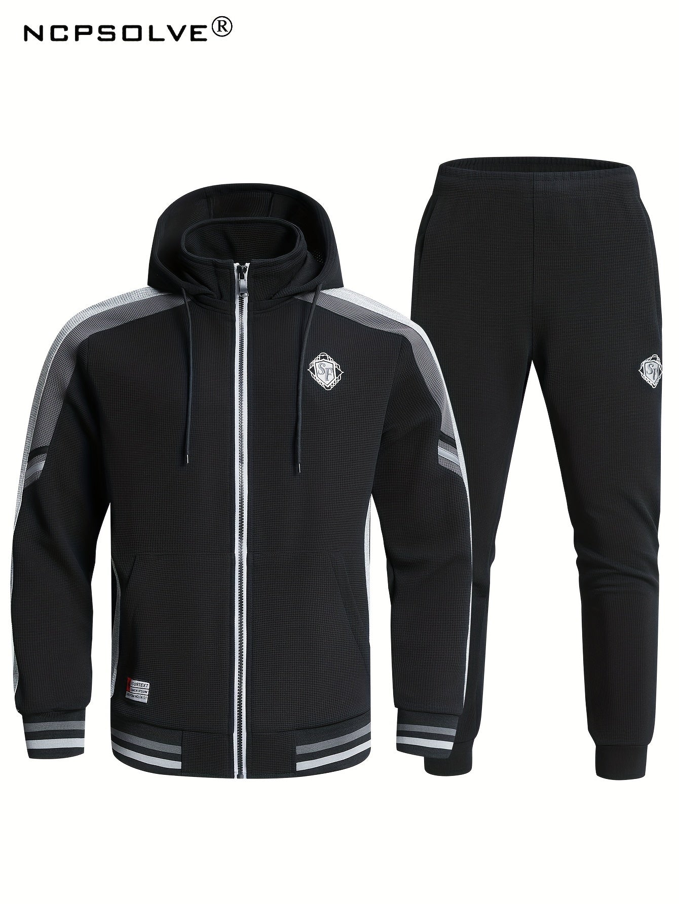 Men's Zip Up Hoodie Joggers Set for Fitness