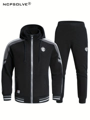 Men's Zip Up Hoodie Joggers Set for Fitness