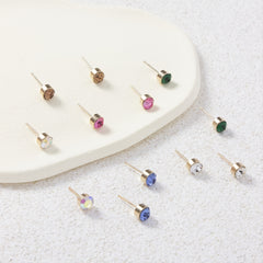 6 Pairs Colorful Rhinestone Stud Earrings Stainless Steel Jewelry