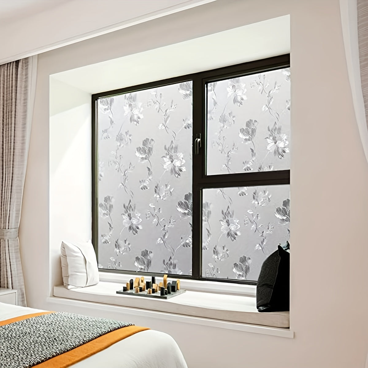 Privacy Window Film Frosted Pattern Removable Non Adhesive Glass Sticker