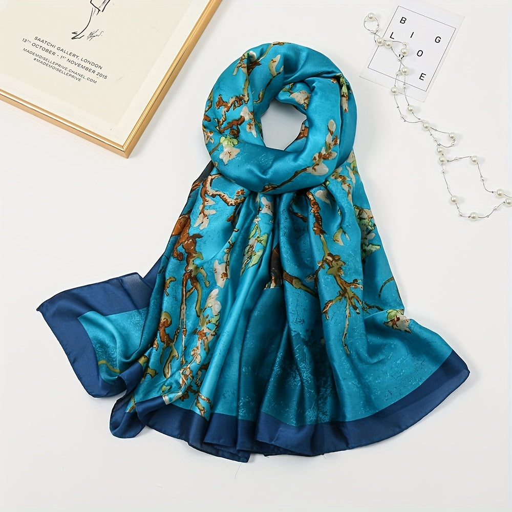 Plum Blossom Scarf Shawl Wrap Head Wrap for Daily Decoration