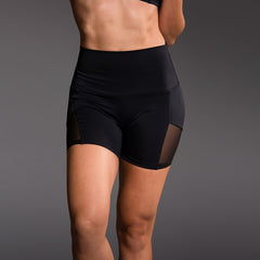 Mesh Stitching Yoga Shorts Ribbed Waist Activewear