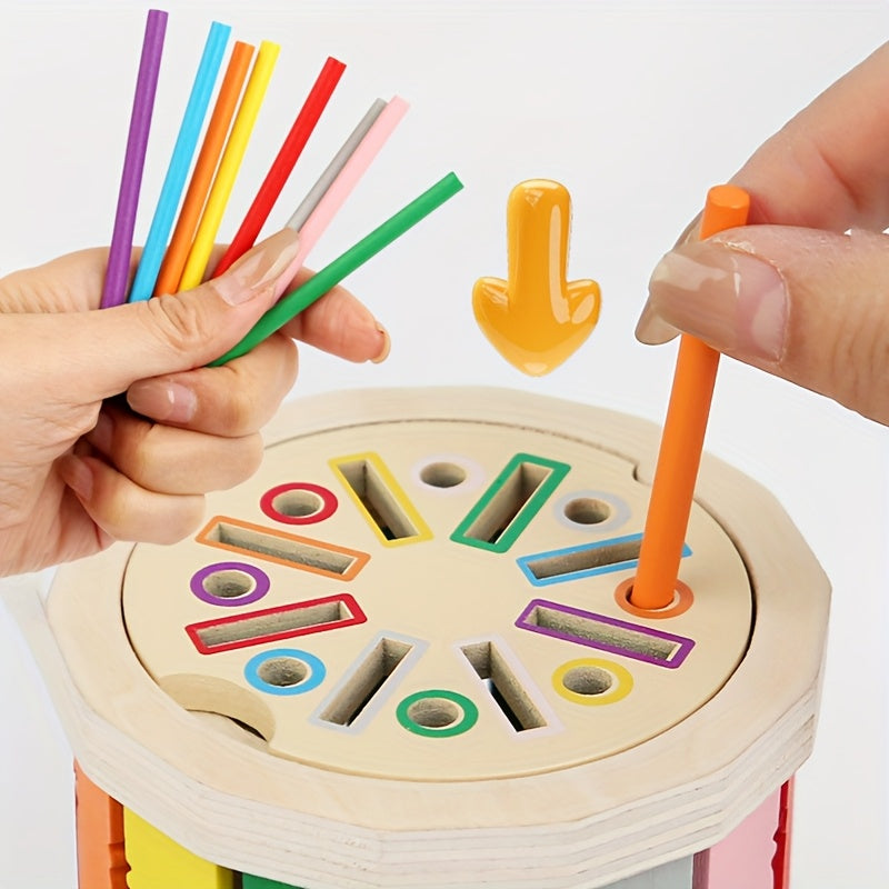 Wooden Sorting Toy with Two Lids Three Play Modes