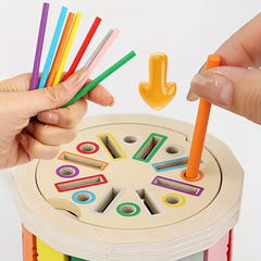Wooden Sorting Toy with Two Lids Three Play Modes