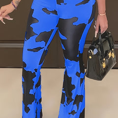  Random Print Flared Leg Pants