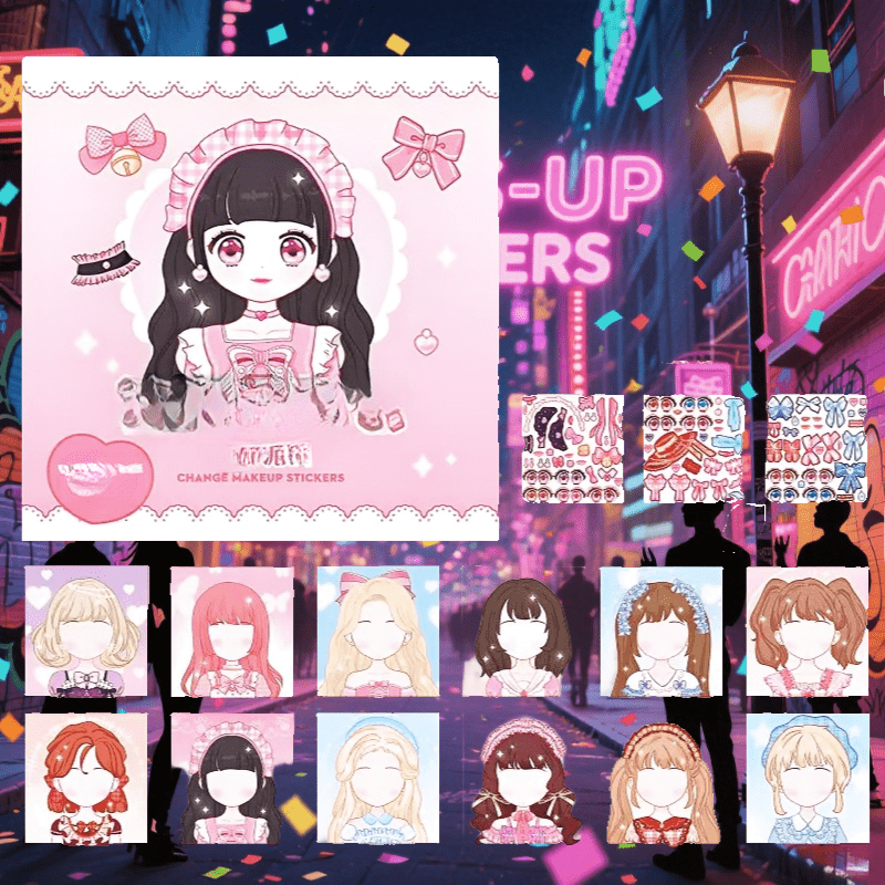 Interactive Doll Face Sticker Set Reusable Teenage Expression Perfect Birthday