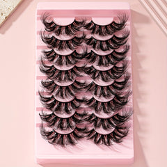 8 Pairs 25mm Cat Eye Faux Mink Lashes 9D Wispy Dramatic Thick Volume Makeup Tool