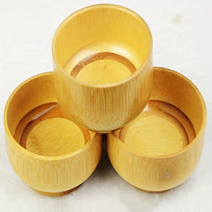 1pc Bamboo Wooden Bowl Safety Striped Bowl Outdoor Camping Picnic Tableware