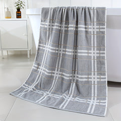 Plaid Pattern Bath Towel Cotton Soft Absorbent Large Beach Towel