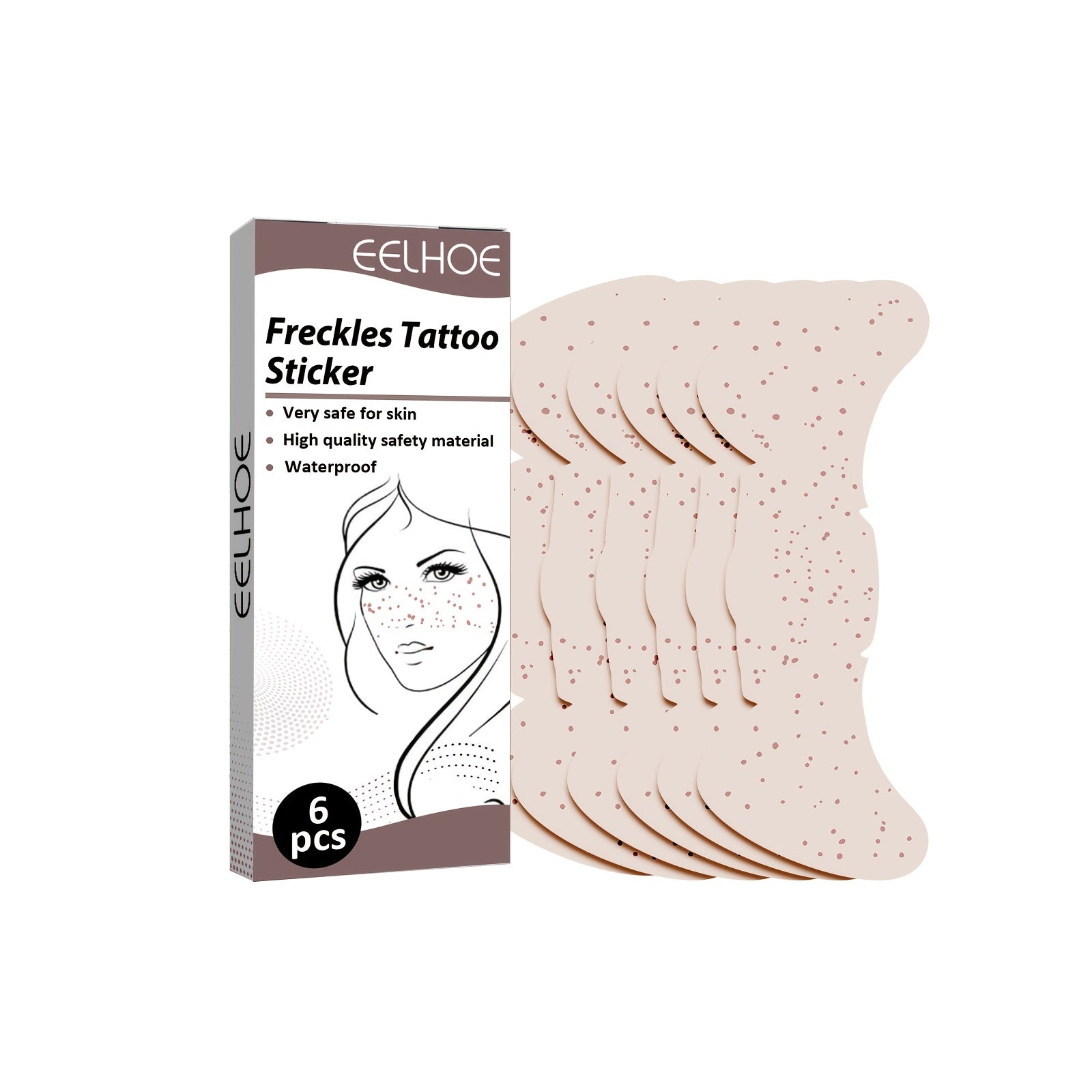 6 Long Lasting Freckle Tattoos Realistic Stickers for Facial Makeup Tool