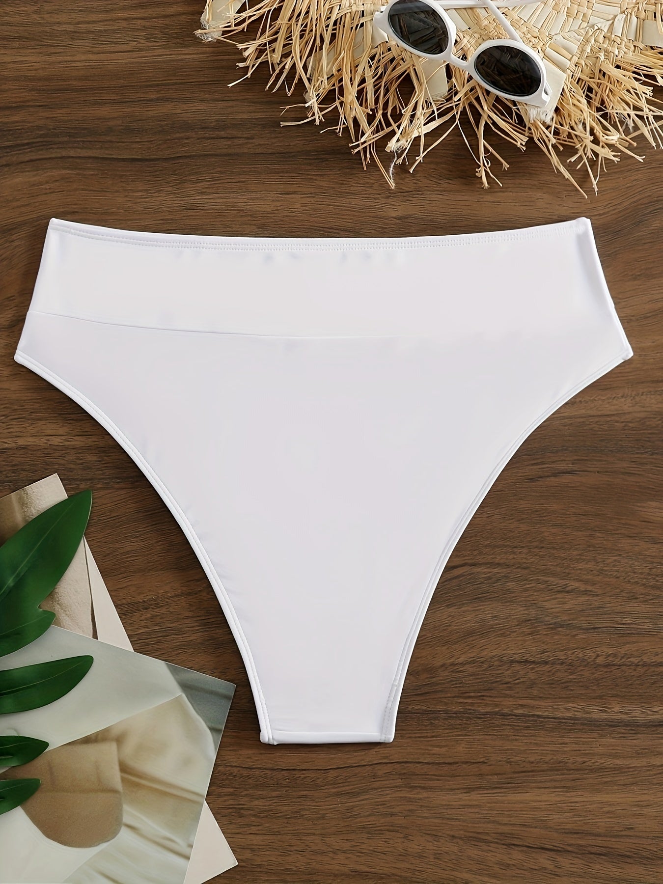  High Rise Swimwear Panty Solid Medium Stretch
