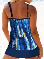  Tie Dye Lace Up Cami Top & Split Skirt Swimsuit Set