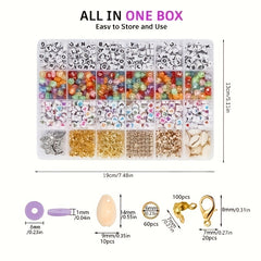 Polymer Clay Beads Kit 24 Colors with Letters Beads & Elastic String Charms