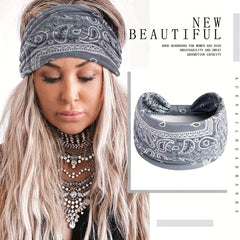 Boho Stretch Headband Wide Brim Yoga Sweatband Women Hair Accessory