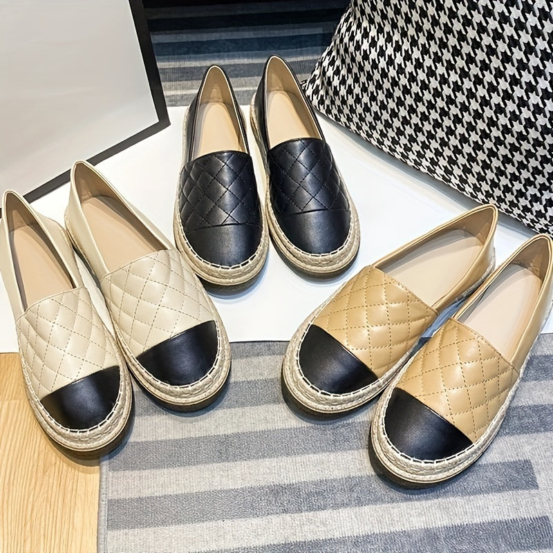 Women's Argyle Platform Loafers Slip on Low Top Casual Shoes
