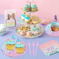 50pcs Mermaid Party Decorations Plates And Napkins Sets Ocean Theme