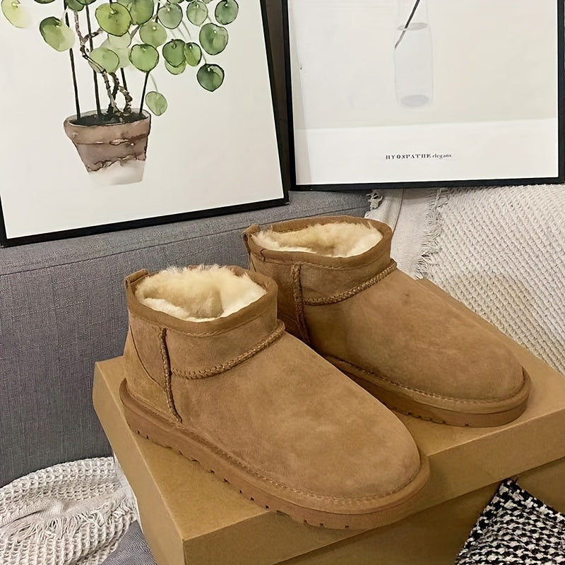 Plush Warm Snow Boots Non Slip Ankle Top Unisex Slip On Outdoor