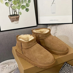 Plush Warm Snow Boots Non Slip Ankle Top Unisex Slip On Outdoor