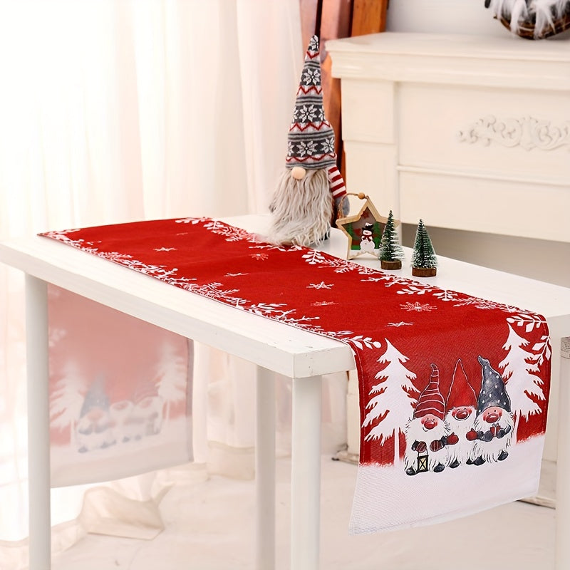 Christmas Table Runner Gnome Pattern Holiday Decor
