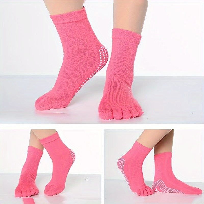 Five Toe Split Non Slip Silicone Grip Socks Yoga Workout Fitness