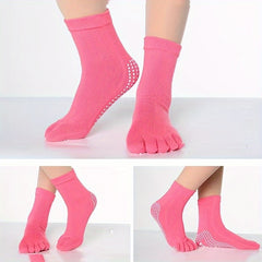 Five Toe Split Non Slip Silicone Grip Socks Yoga Workout Fitness