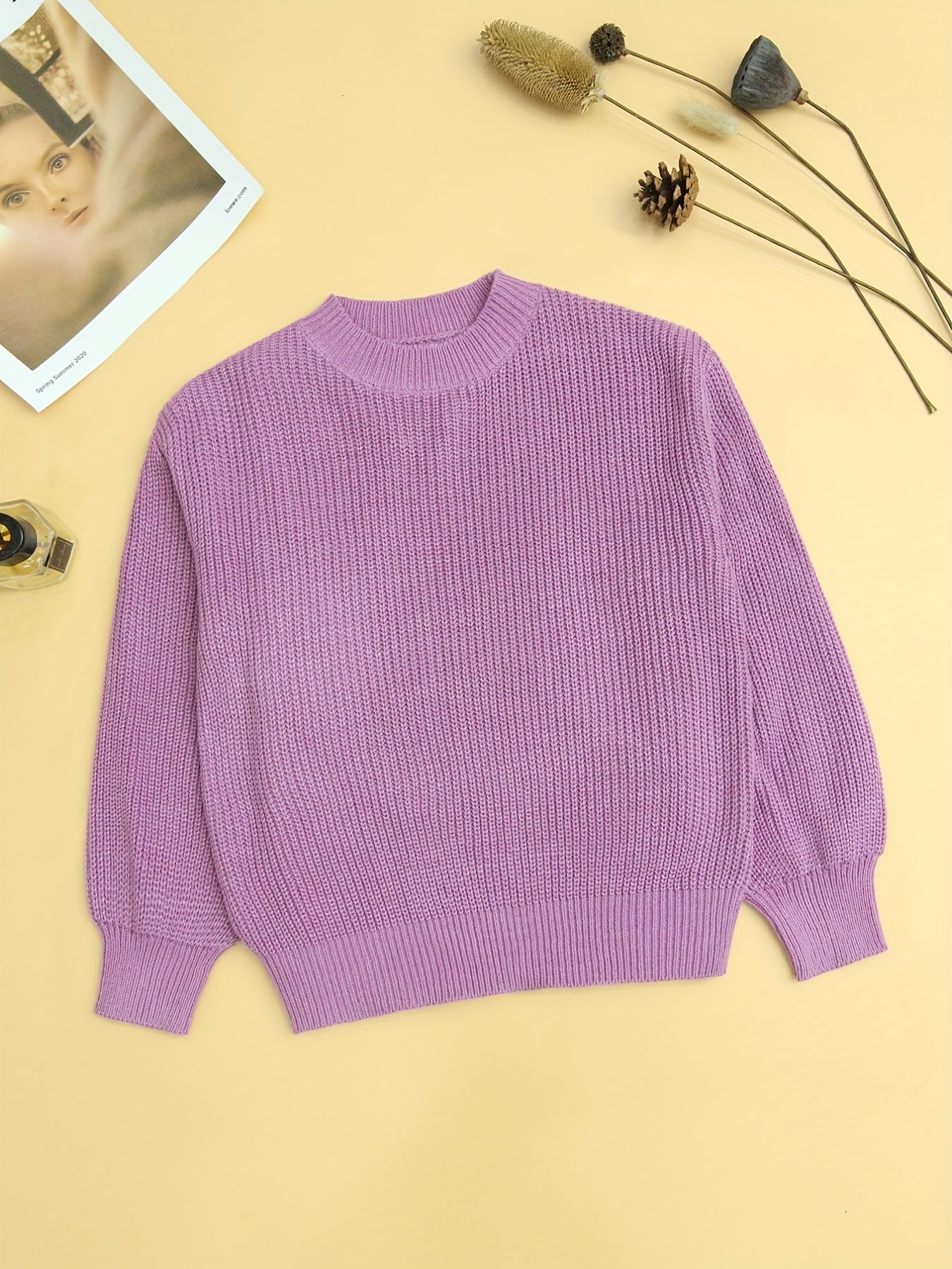 Girls Fall Winter Crew Neck Pullover Sweater