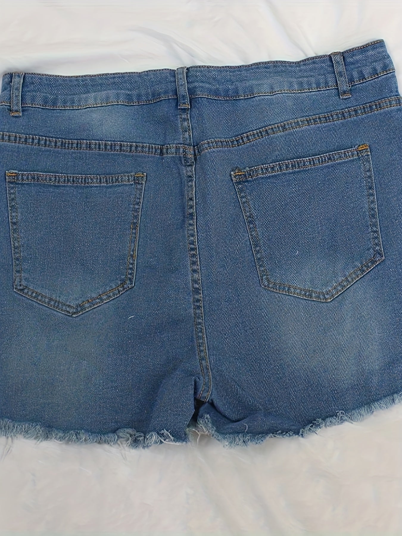  Ripped Button Up High Stretch Denim Shorts
