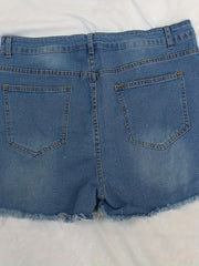  Ripped Button Up High Stretch Denim Shorts