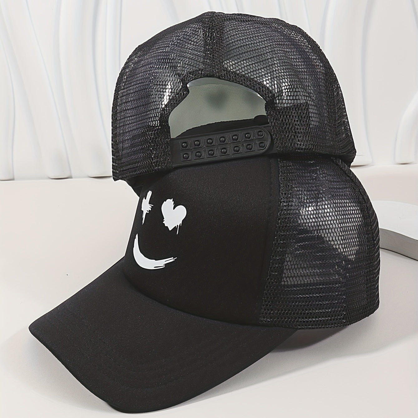 Smiling Face Hip Hop Couple Trucker Hats Baseball Cap Mesh Sunscreen Dad Hat